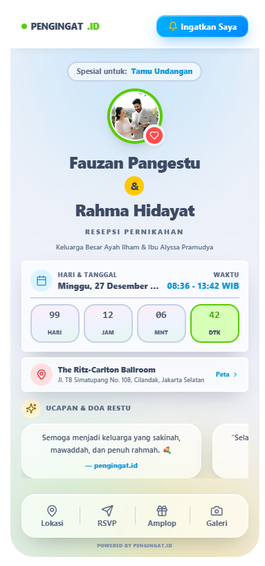 Pratinjau undangan pernikahan digital pengingat.id